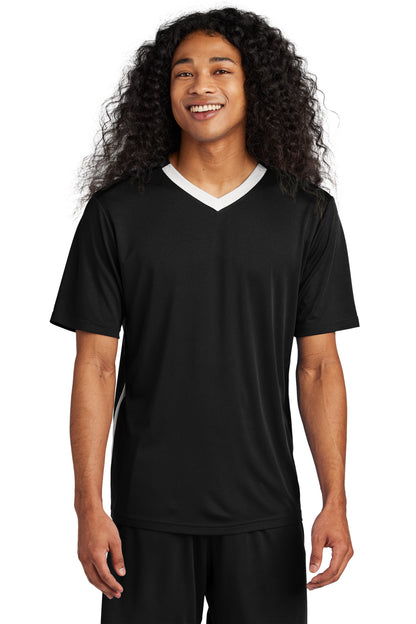 Sport-Tek Competitor United V-Neck ST101 Black/ White