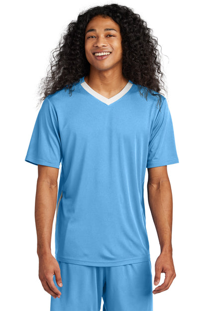 Sport-Tek Competitor United V-Neck ST101 Carolina Blue/ White