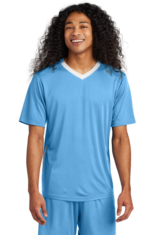 Sport-Tek Competitor United V-Neck ST101 Carolina Blue/ White