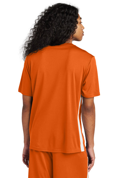 Sport-Tek Competitor United V-Neck ST101 Deep Orange/ White