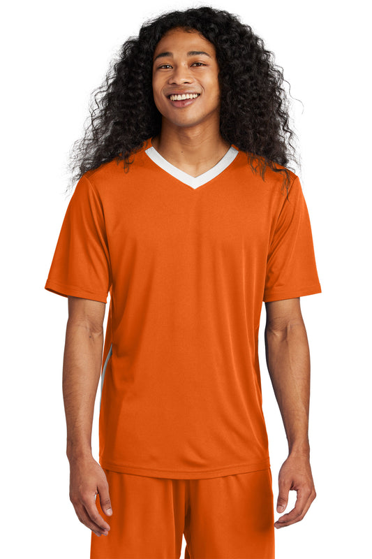 Sport-Tek Competitor United V-Neck ST101 Deep Orange/ White