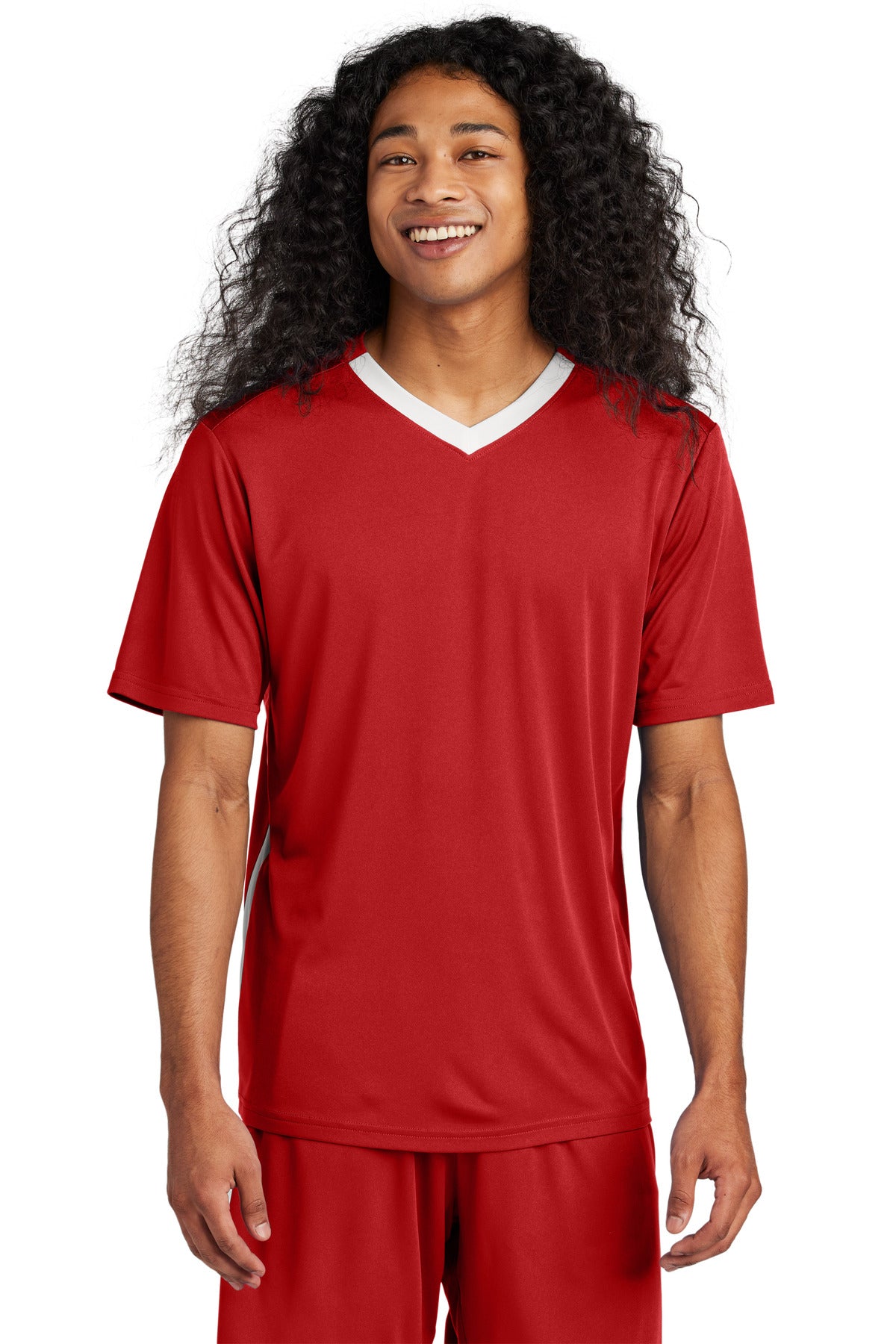 Sport-Tek Competitor United V-Neck ST101 Deep Red/ White