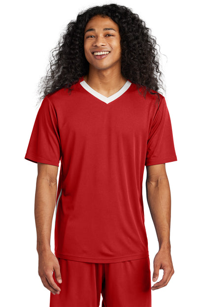 Sport-Tek Competitor United V-Neck ST101 Deep Red/ White
