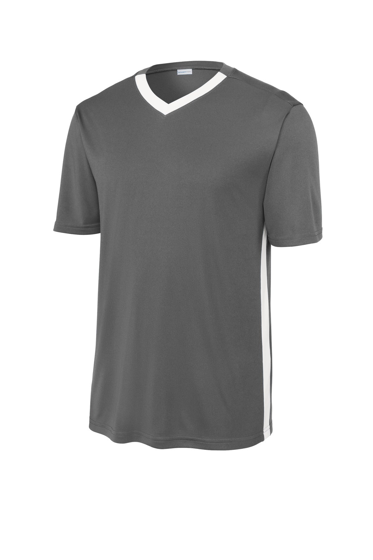 Sport-Tek Competitor United V-Neck ST101 Iron Grey/ White