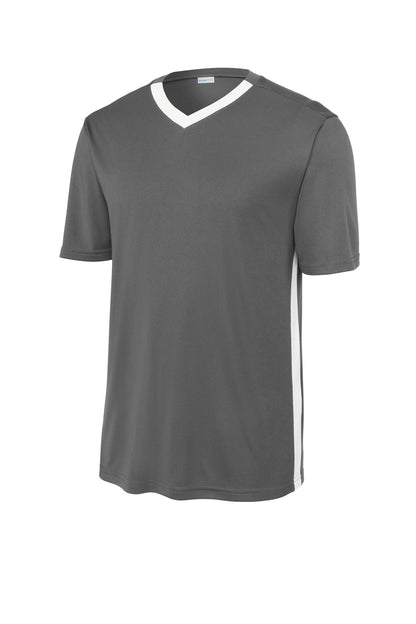 Sport-Tek Competitor United V-Neck ST101 Iron Grey/ White