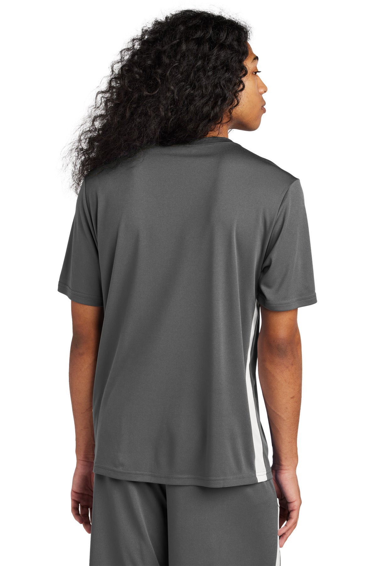 Sport-Tek Competitor United V-Neck ST101 Iron Grey/ White