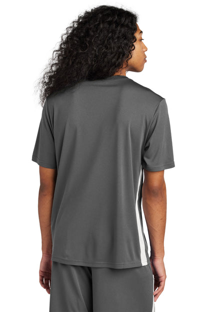 Sport-Tek Competitor United V-Neck ST101 Iron Grey/ White