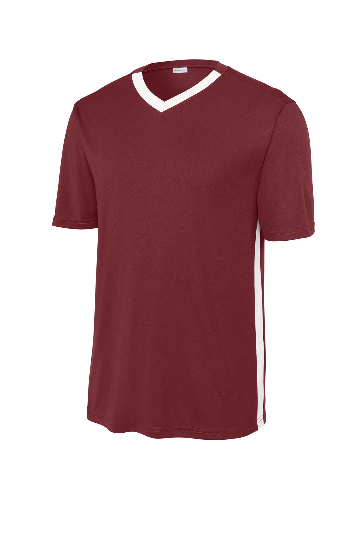 Sport-Tek Competitor United V-Neck ST101 Maroon/ White