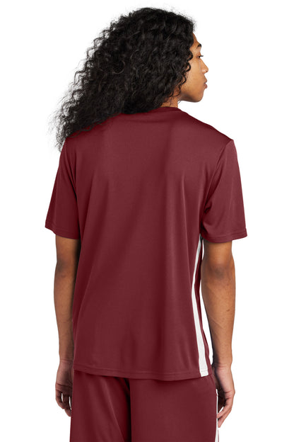 Sport-Tek Competitor United V-Neck ST101 Maroon/ White