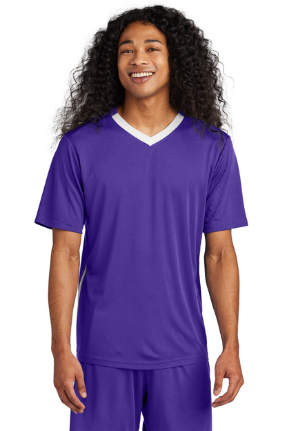 Sport-Tek Competitor United V-Neck ST101 Purple/ White