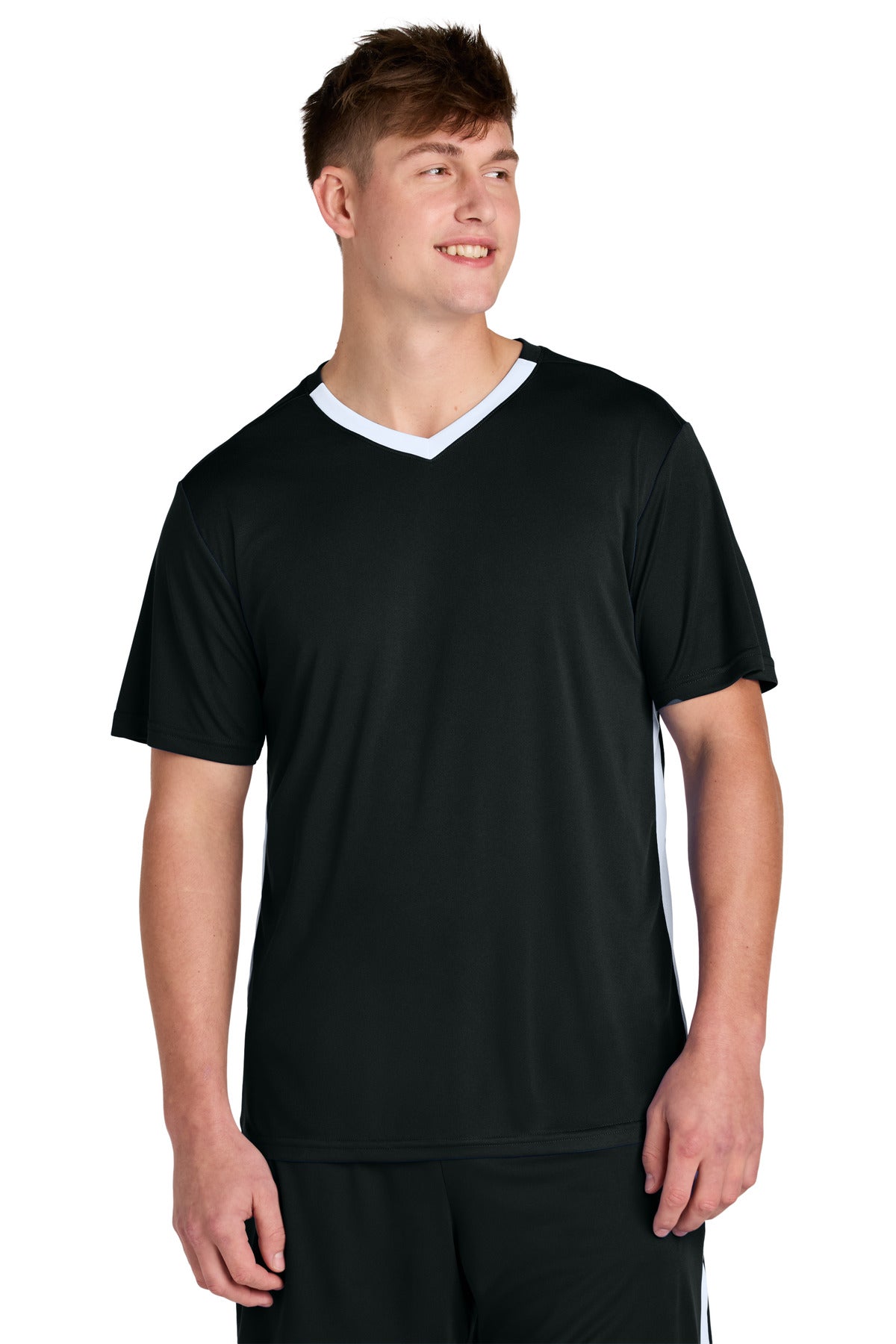 Sport-Tek Competitor United V-Neck ST101 Black/ White