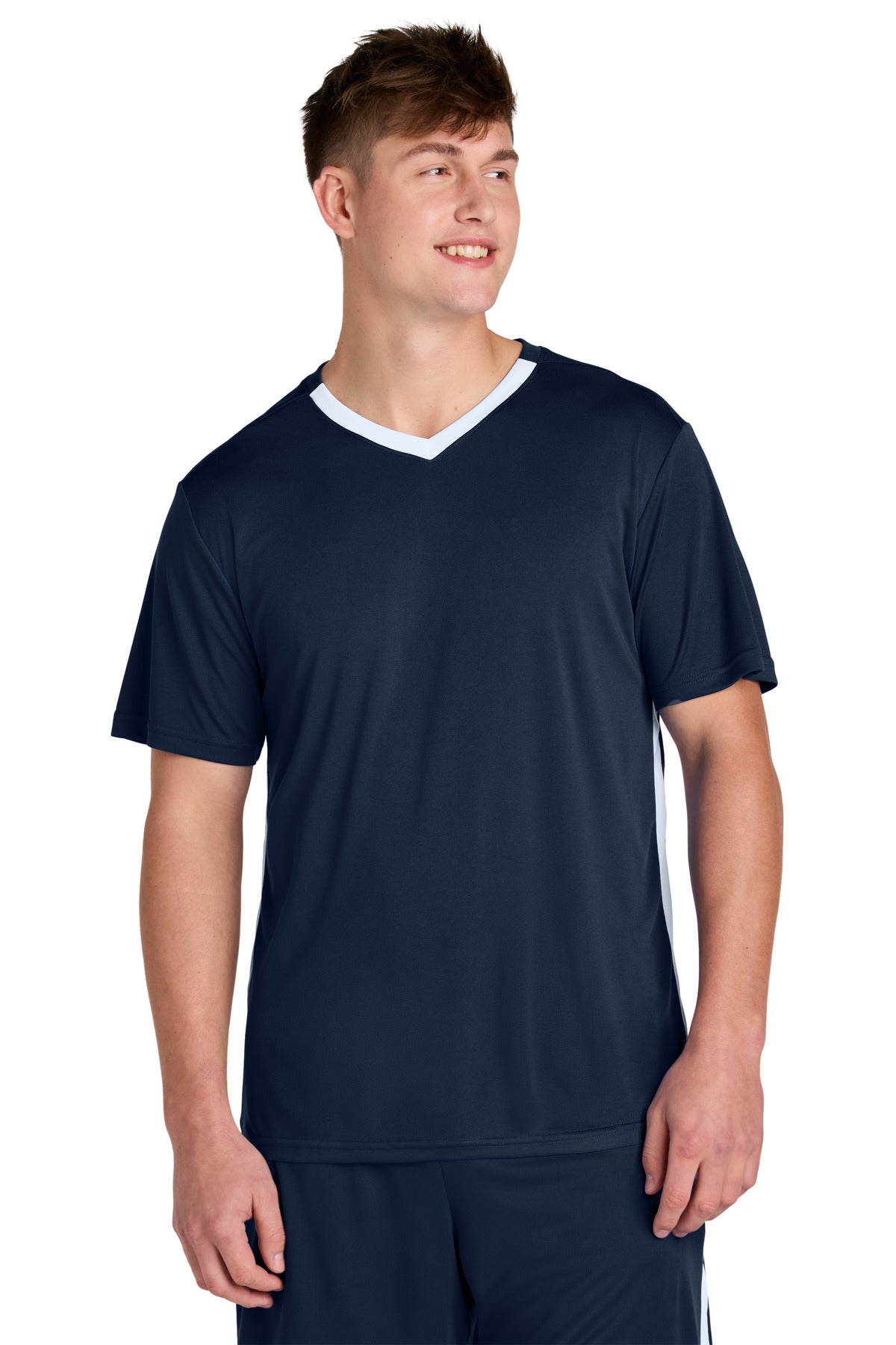 Sport-Tek Competitor United V-Neck ST101 True Navy/ White
