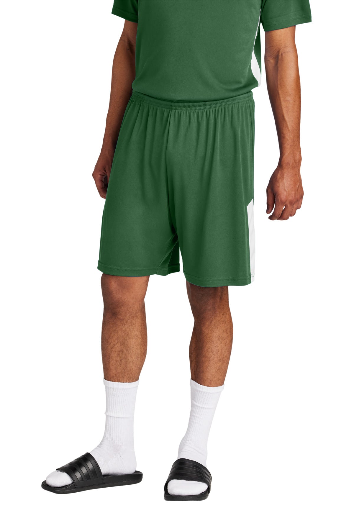 Sport-Tek Competitor United 7 Short ST103 Forest Green/ White