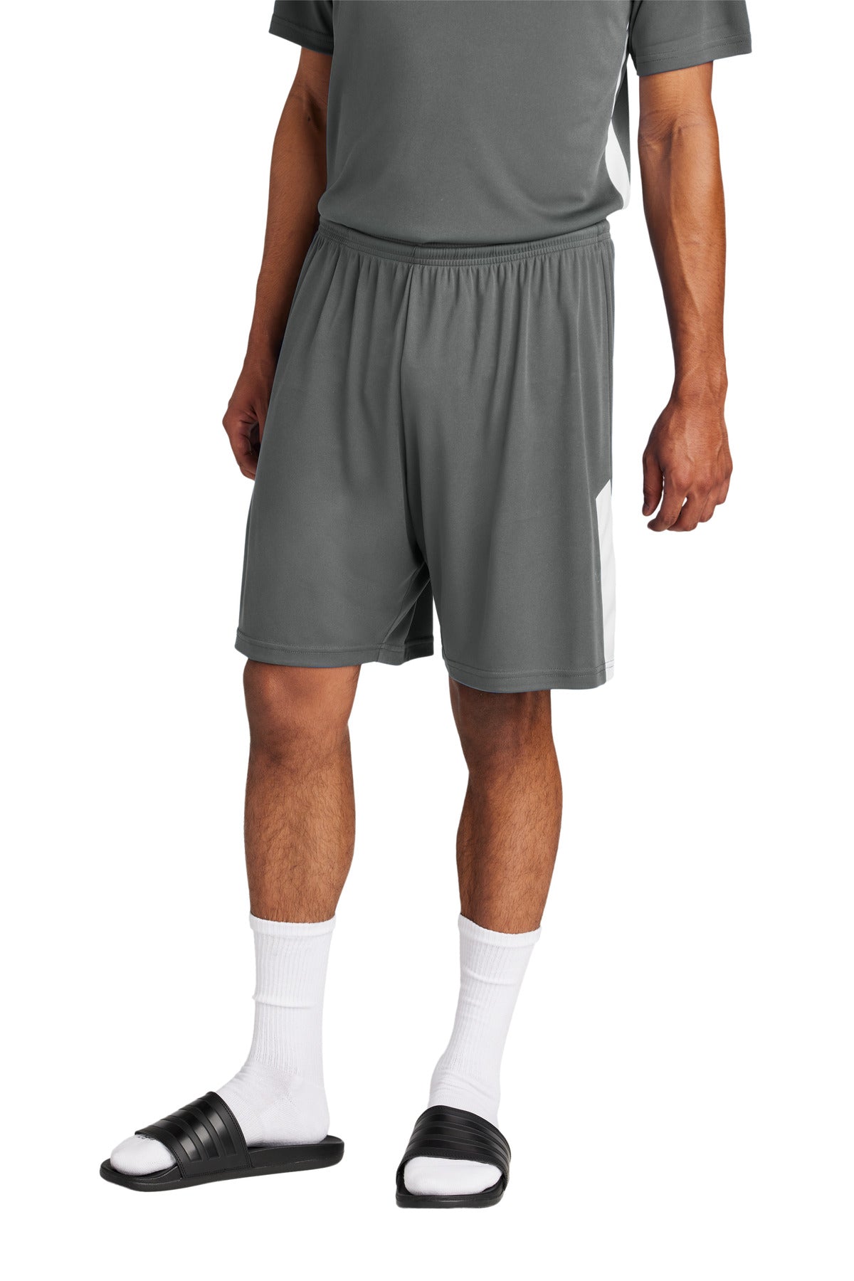 Sport-Tek Competitor United 7 Short ST103 Iron Grey/ White