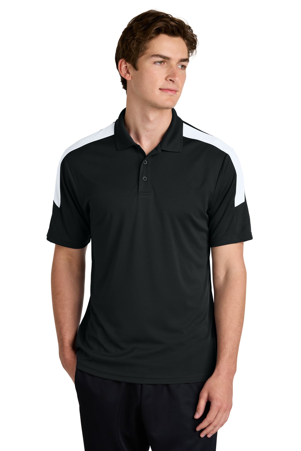 Sport-Tek Competitor United Polo ST104 Black/ White