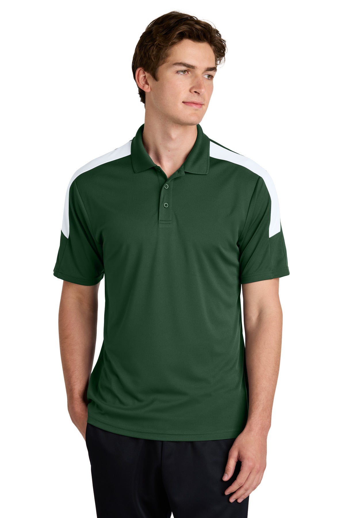 Sport-Tek Competitor United Polo ST104 Forest Green/ White