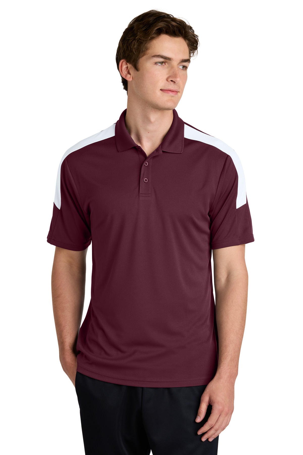 Sport-Tek Competitor United Polo ST104 Maroon/ White