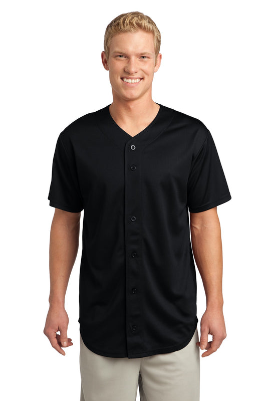 Sport-Tek PosiCharge Tough Mesh Full-Button Jersey. ST220 Black