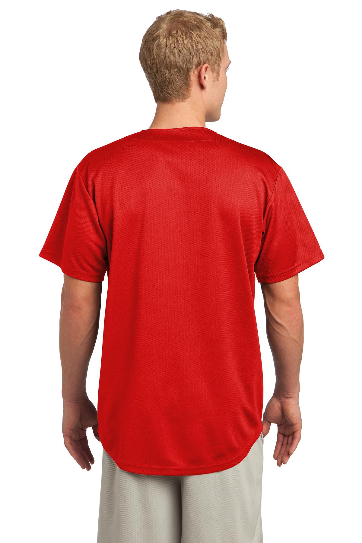 Sport-Tek PosiCharge Tough Mesh Full-Button Jersey. ST220 True Red