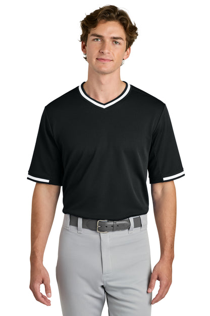 Sport-Tek Tough Mesh V-Neck Baseball Jersey ST221 Black