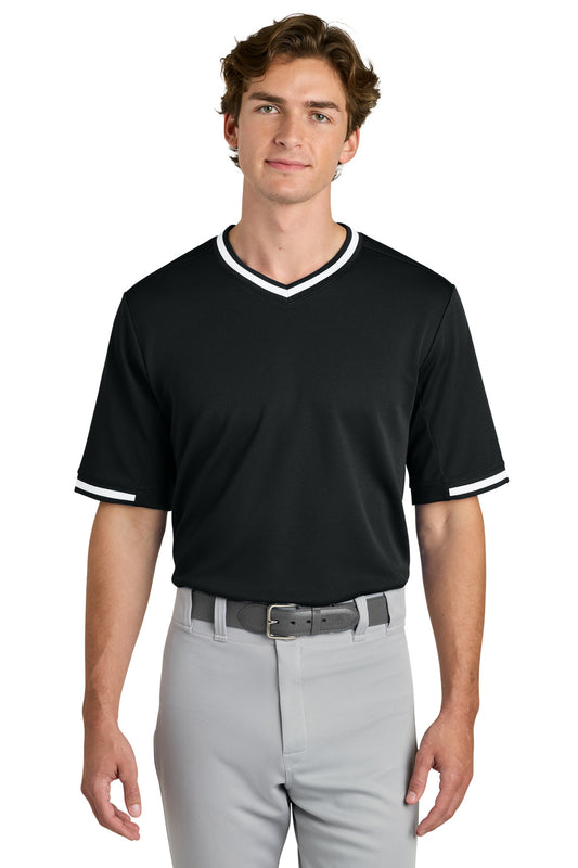 Sport-Tek Tough Mesh V-Neck Baseball Jersey ST221 Black