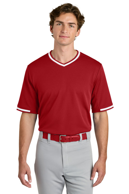 Sport-Tek Tough Mesh V-Neck Baseball Jersey ST221 True Red