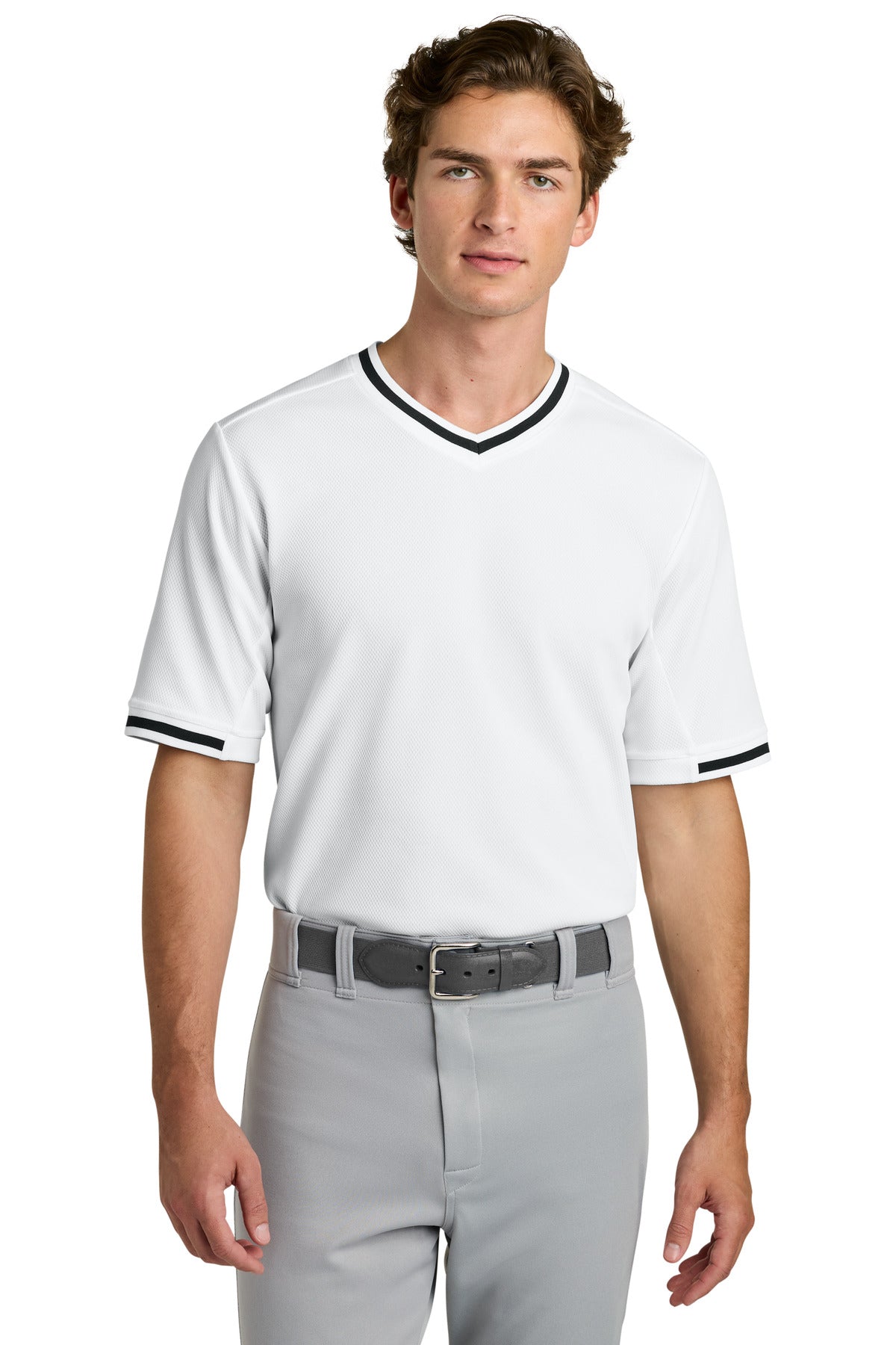 Sport-Tek Tough Mesh V-Neck Baseball Jersey ST221 White