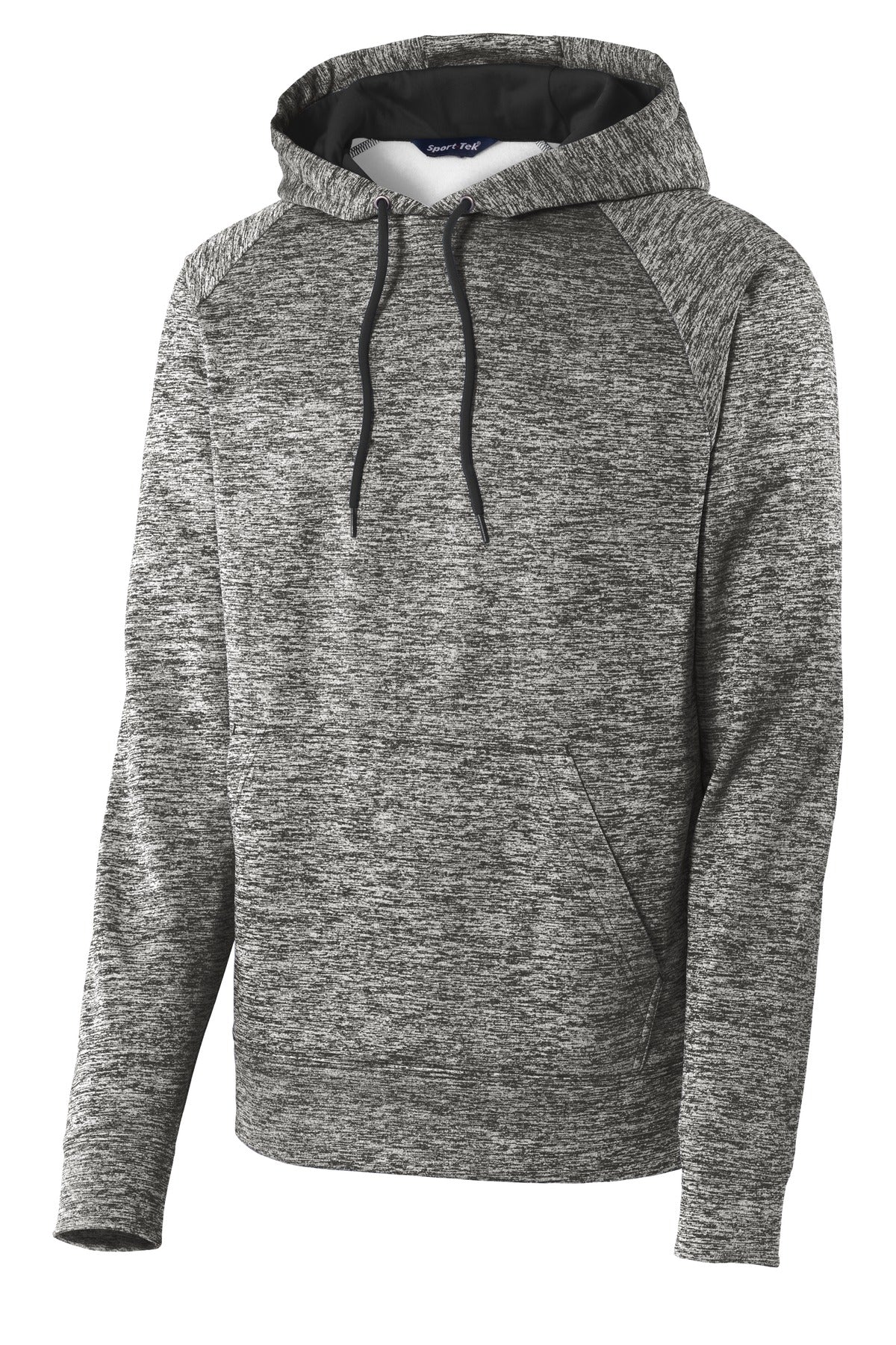 Sport-Tek PosiCharge Electric Heather Fleece Hooded Pullover. ST225 Black Electric