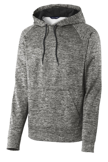 Sport-Tek PosiCharge Electric Heather Fleece Hooded Pullover. ST225 Black Electric