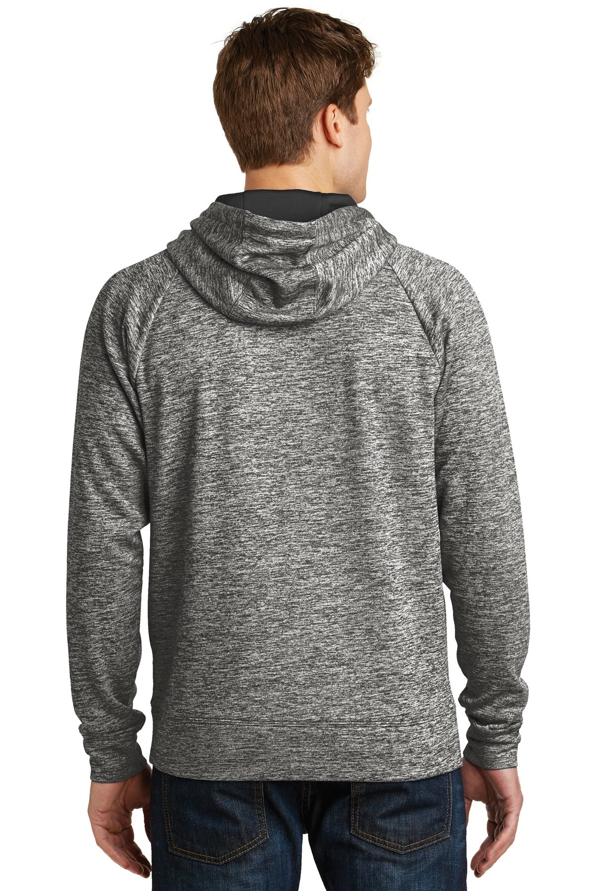 Sport-Tek PosiCharge Electric Heather Fleece Hooded Pullover. ST225 Black Electric