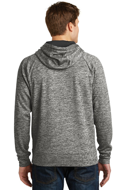 Sport-Tek PosiCharge Electric Heather Fleece Hooded Pullover. ST225 Black Electric