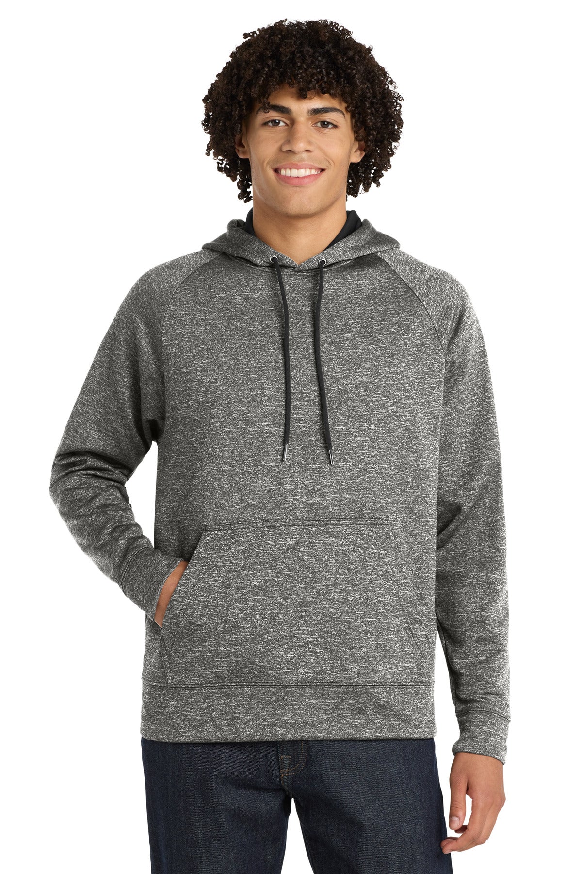 Sport-Tek PosiCharge Electric Heather Fleece Hooded Pullover ST225 Black Electric