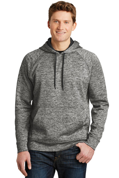Sport-Tek PosiCharge Electric Heather Fleece Hooded Pullover. ST225 Black Electric