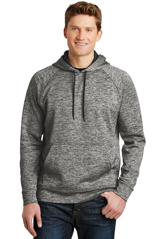Sport-Tek PosiCharge Electric Heather Fleece Hooded Pullover. ST225 Black Electric