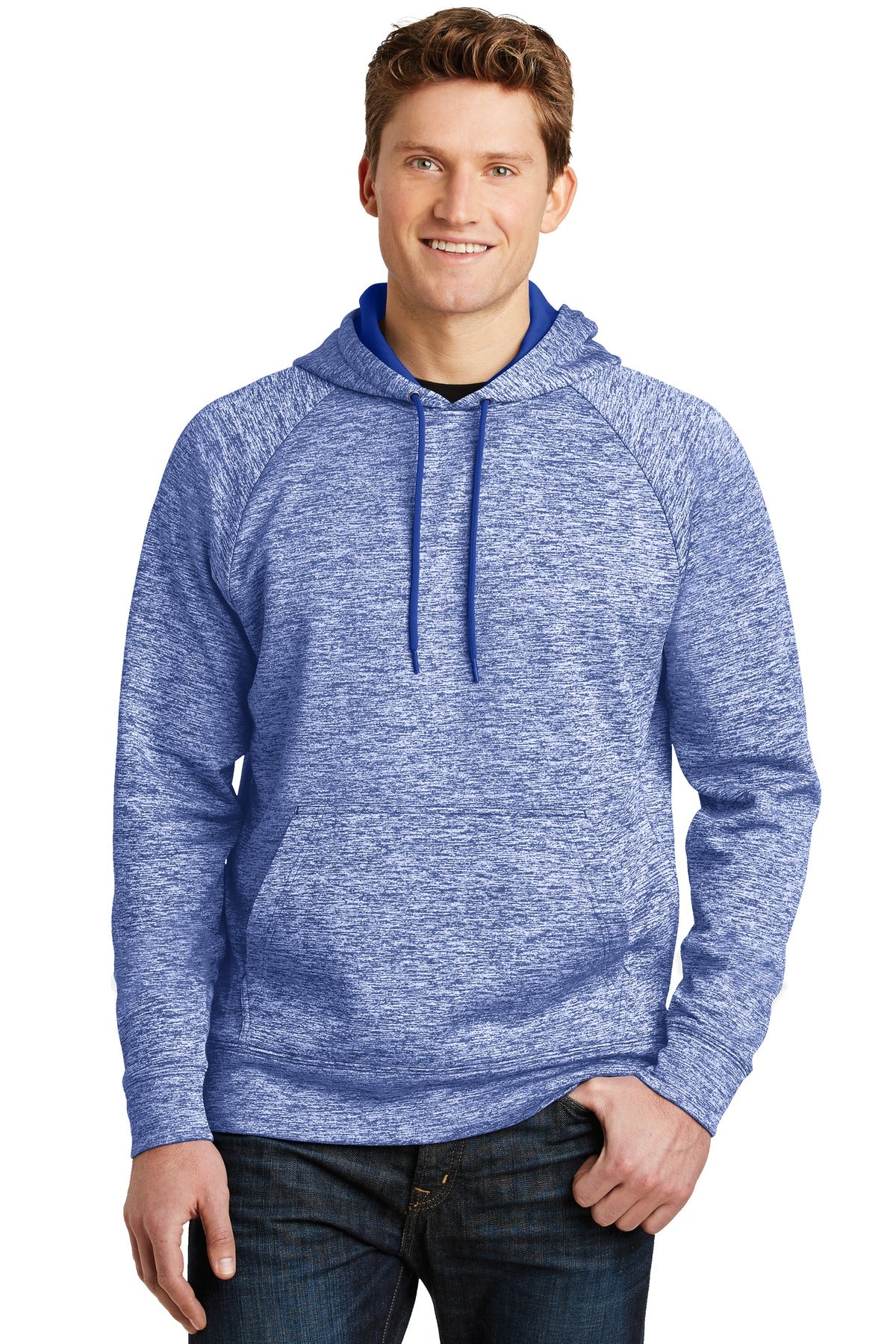 Sport-Tek PosiCharge Electric Heather Fleece Hooded Pullover. ST225 True Royal Electric
