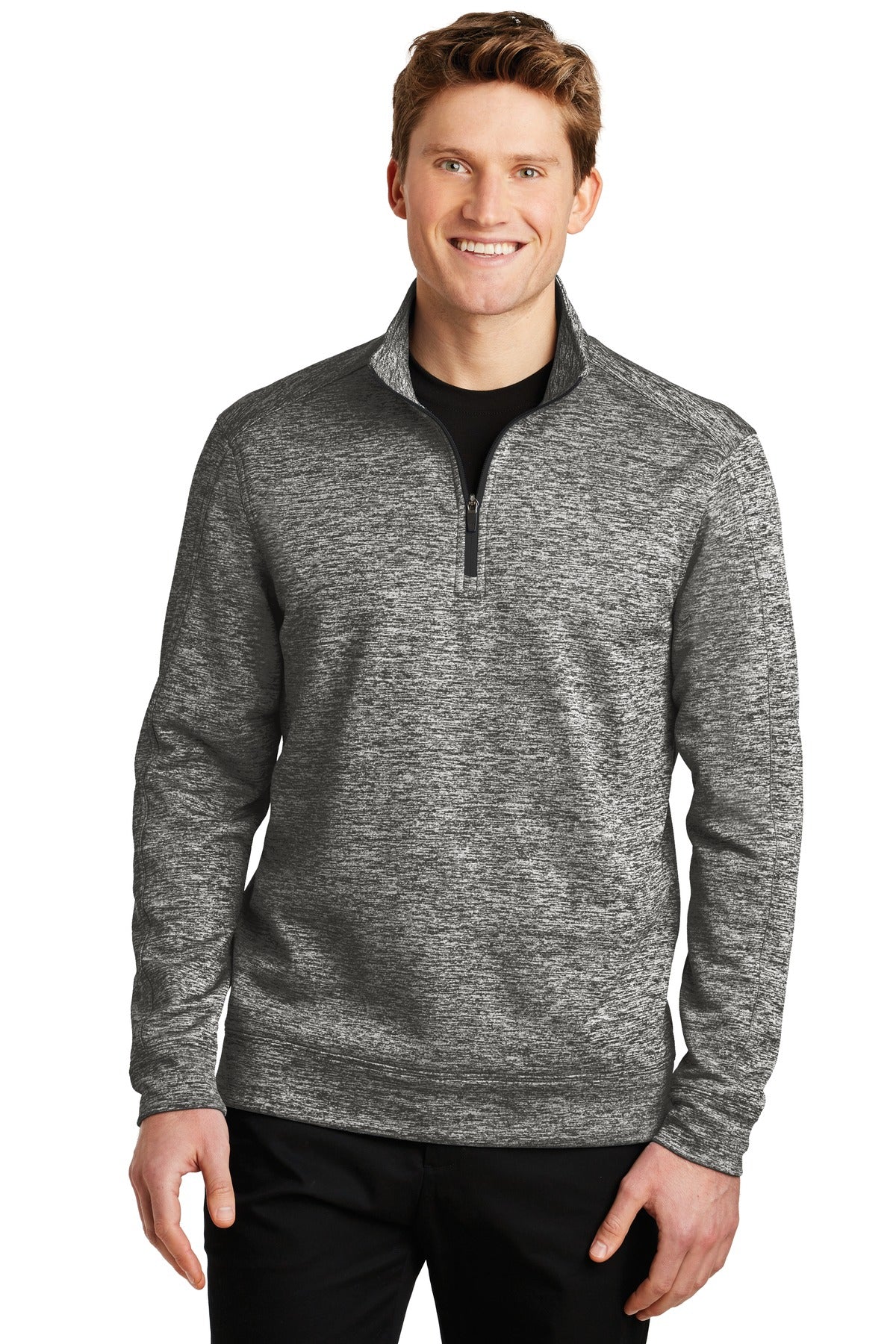 Sport-Tek PosiCharge Electric Heather Fleece 1/4-Zip Pullover. ST226 Black Electric