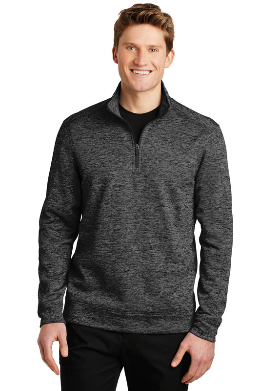 Sport-Tek PosiCharge Electric Heather Fleece 1/4-Zip Pullover. ST226 Grey-Black Electric