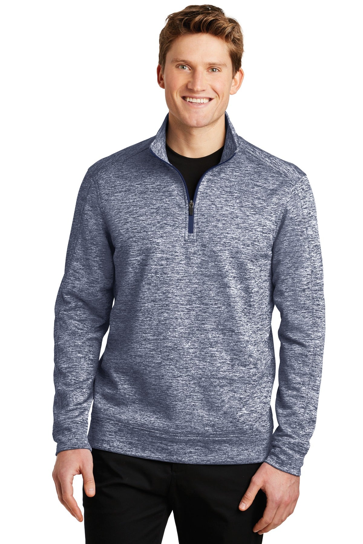 Sport-Tek PosiCharge Electric Heather Fleece 1/4-Zip Pullover. ST226 True Navy Electric