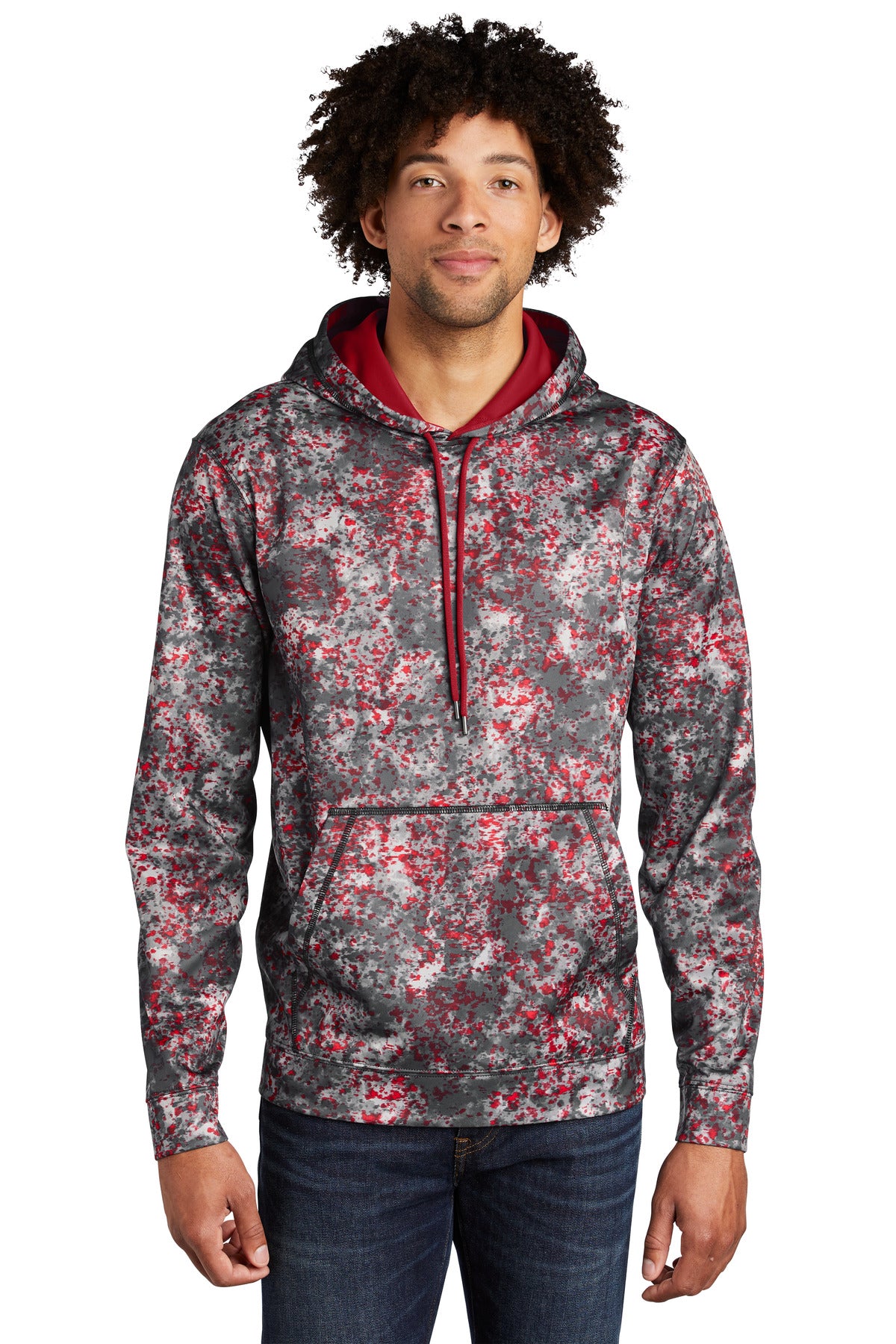 Sport-Tek Sport-Wick Mineral Freeze Fleece Hooded Pullover. ST230 Deep Red