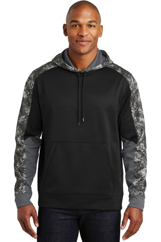 Sport-Tek Sport-Wick Mineral Freeze Fleece Colorblock Hooded Pullover. ST231 Black/ Black