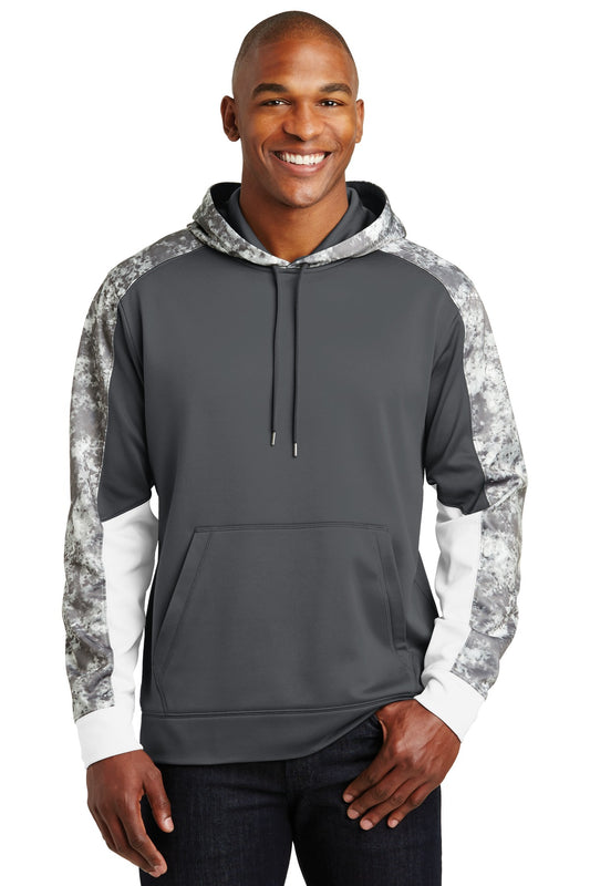 Sport-Tek Sport-Wick Mineral Freeze Fleece Colorblock Hooded Pullover. ST231 Dark Smoke Grey/ Dark Smoke Grey