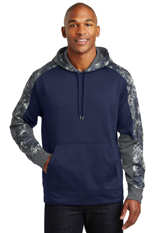Sport-Tek Sport-Wick Mineral Freeze Fleece Colorblock Hooded Pullover. ST231 True Navy/ Navy