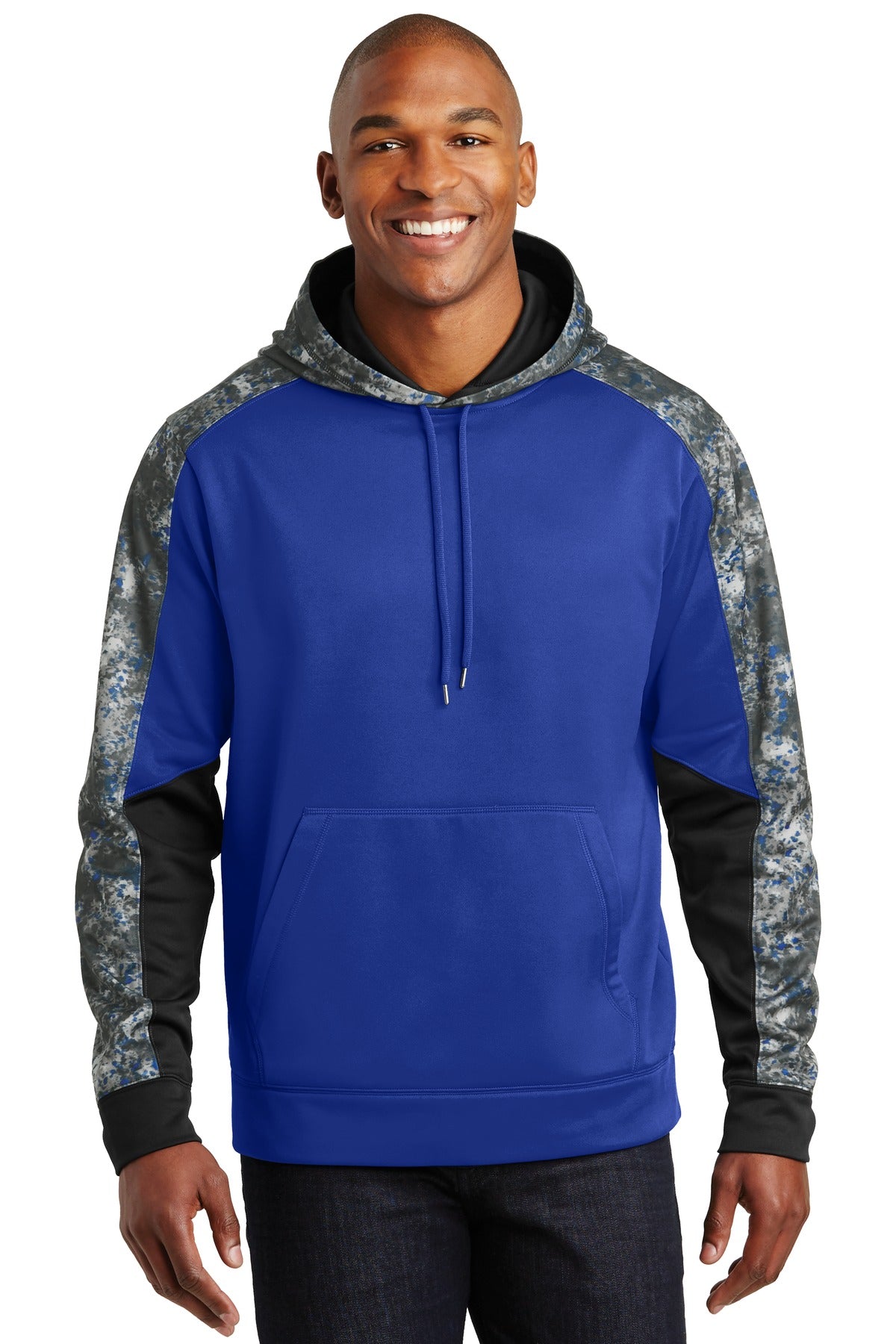 Sport-Tek Sport-Wick Mineral Freeze Fleece Colorblock Hooded Pullover. ST231 True Royal/ True Royal