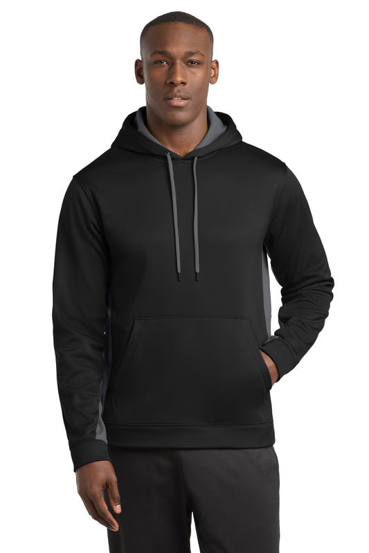 Sport-Tek Sport-Wick Fleece Colorblock Hooded Pullover ST235 Black/ Dark Smoke Grey