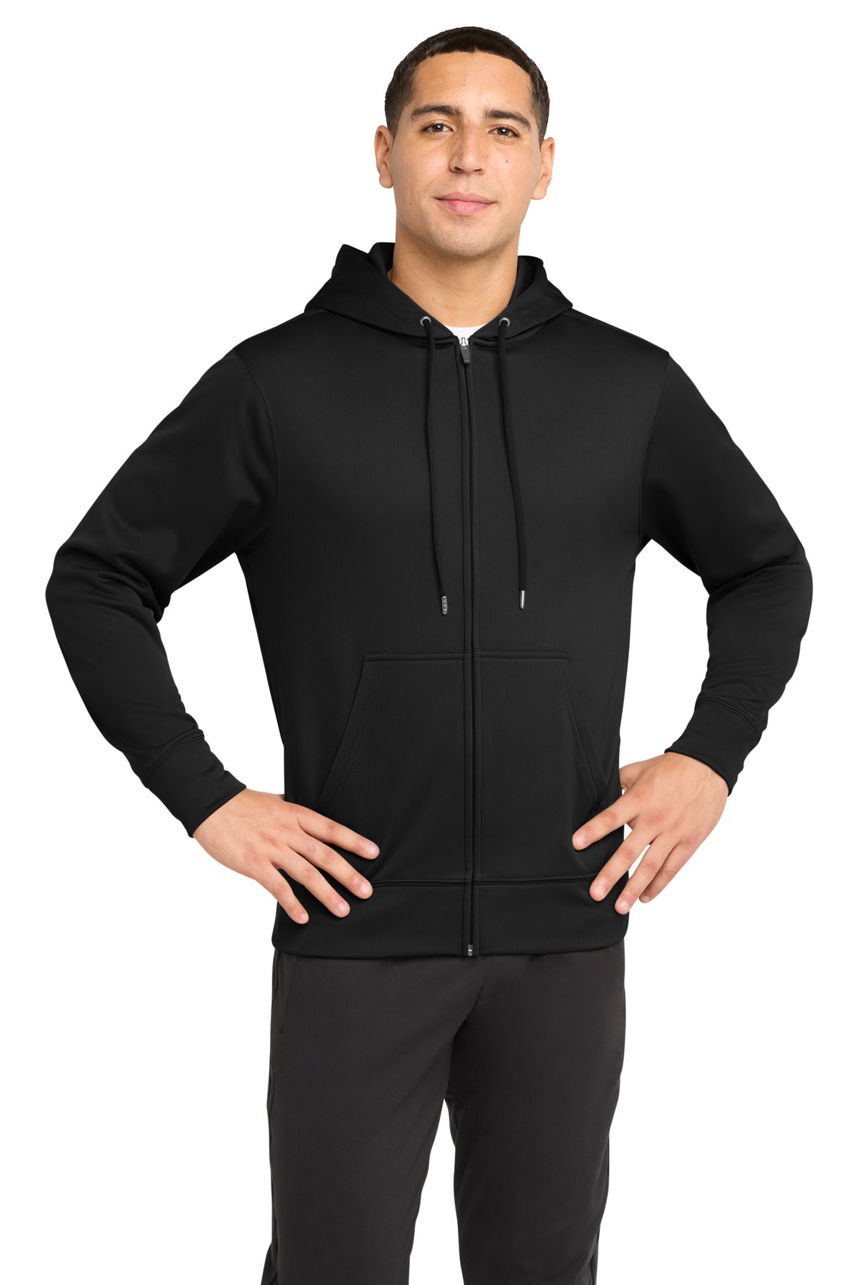 Sport-Tek Sport-Wick Fleece Full-Zip Hooded Jacket ST238 Black