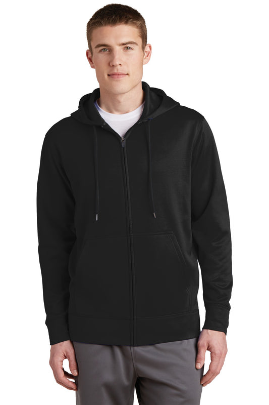 Sport-Tek Sport-Wick Fleece Full-Zip Hooded Jacket.  ST238 Black