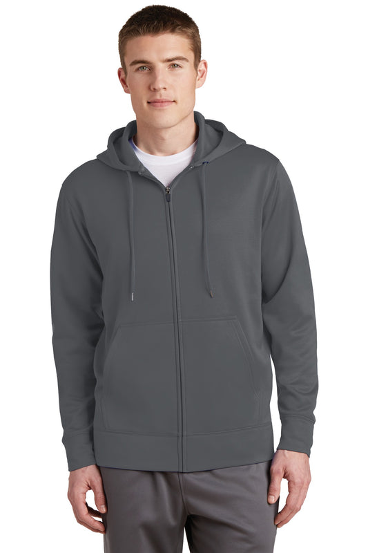 Sport-Tek Sport-Wick Fleece Full-Zip Hooded Jacket.  ST238 Dark Smoke Grey