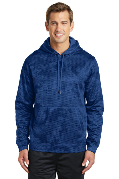 Sport-Tek Sport-Wick CamoHex Fleece Hooded Pullover. ST240 True Royal