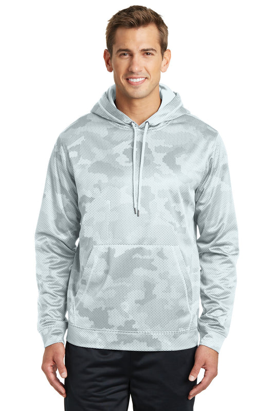 Sport-Tek Sport-Wick CamoHex Fleece Hooded Pullover. ST240 White