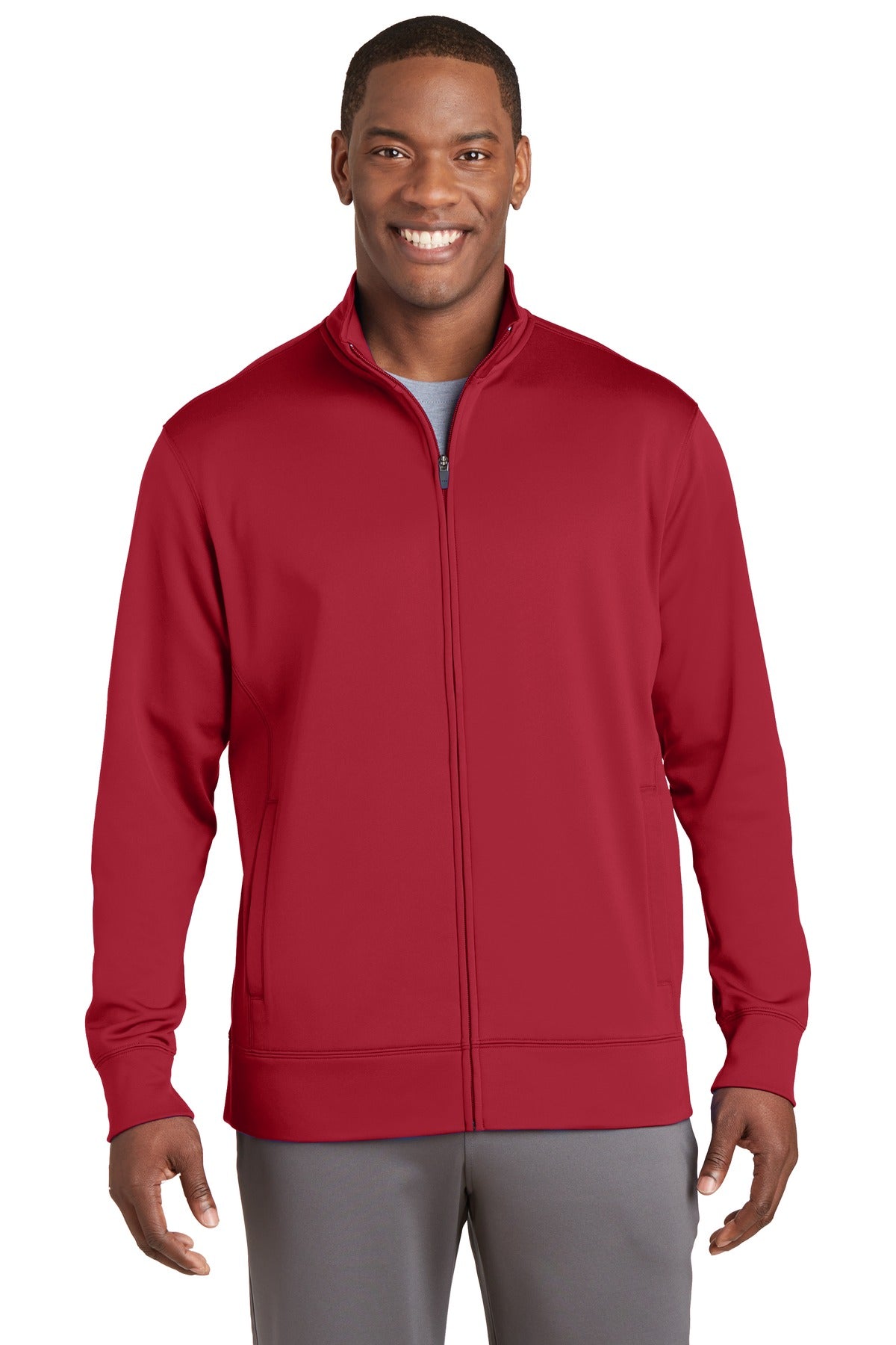 Sport-Tek Sport-Wick Fleece Full-Zip Jacket.  ST241 Deep Red